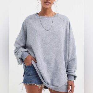 NWT For Love & Lemons Alex Heather Grey Pullover Sweatshirt Winter Long Sleeves